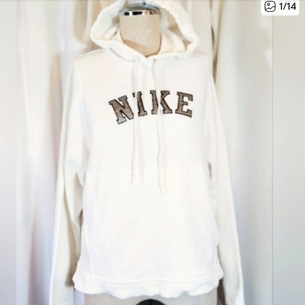 Nike Cotton Hoodie, Woman, Pullover, Pckts  Logo, White, Drawstring, Lghtwght, S